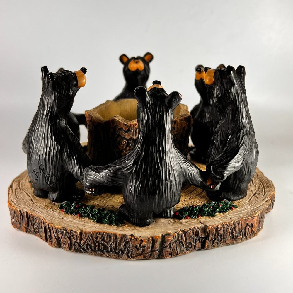 Vtg Circle Of Bears Votive Candle Holder Bear Foots Jeff Fleming Big Sky Carvers